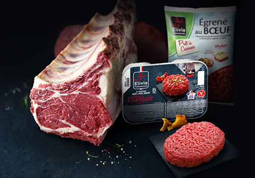 Quelques produits de la marque Elivia PROFESSIONNELS dont notamment la cote de bœuf, égrené de bœuf.